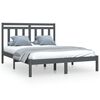 vidaXL Bedframe massief hout grijs 150x200 cm