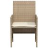vidaXL 3-delige Bistroset met kussens poly rattan beige