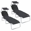 vidaXL Ligstoel 2 st Polyester Zwart