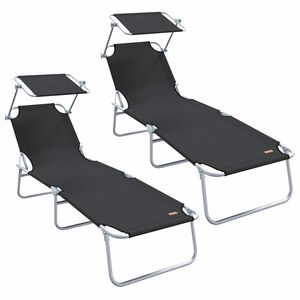 vidaXL Ligstoel 2 st Polyester Zwart