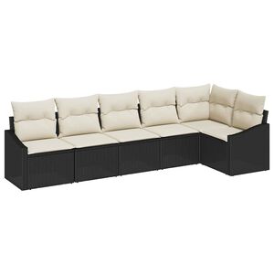 vidaXL Tuinbankenset 6 st Zwart en Wit poly rattan