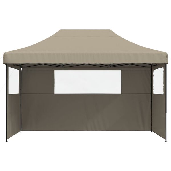 vidaXL Partytent inklapbaar pop-up met 3 zijwanden taupe
