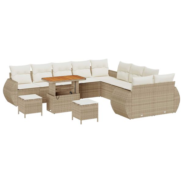 vidaXL Tuin Sofa Set met kussen 13 pcs beige en crèmekleurig
