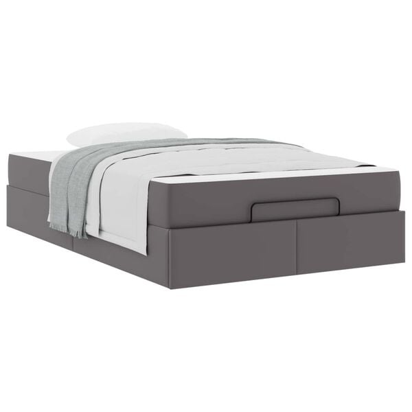 vidaXL Bedframe met matras met matras 2 pcs Grijs PVC