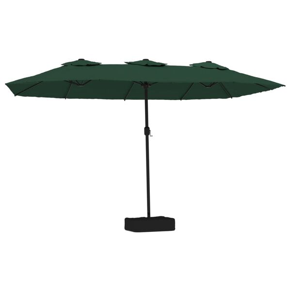vidaXL Parasol dubbel dak met LED 449x265 cm groen