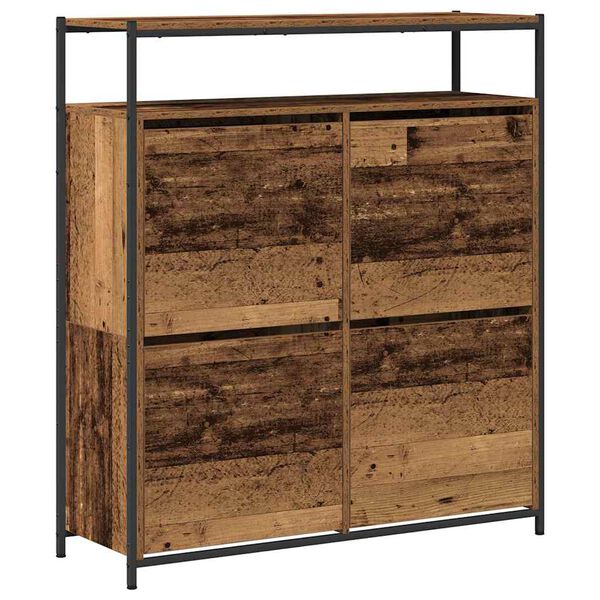 vidaXL Schoenenkast met plank Oudhout 100 x 34 x 112 cm Bewerkt hout