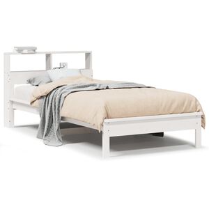 vidaXL Bed met boekenkast zonder matras grenenhout wit 100x200 cm