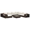 vidaXL 10-delige Loungeset met kussens poly rattan bruin