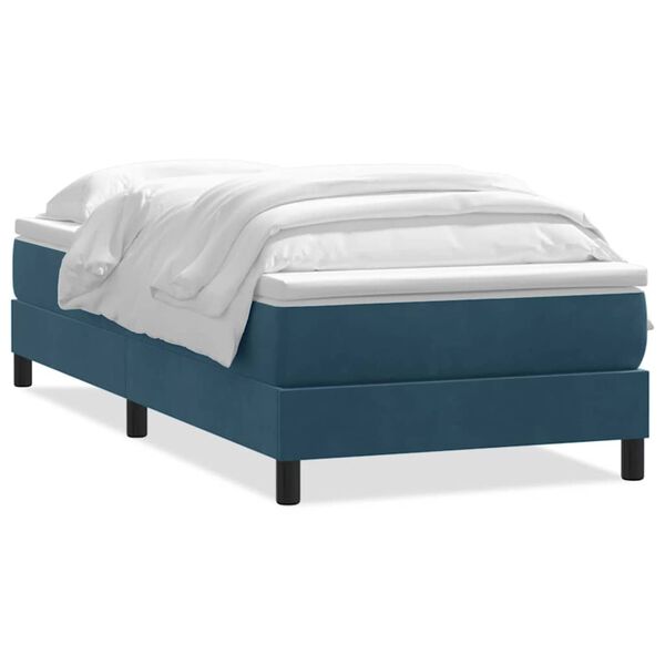 vidaXL Boxspring met matras fluweel donkerblauw 80x220 cm