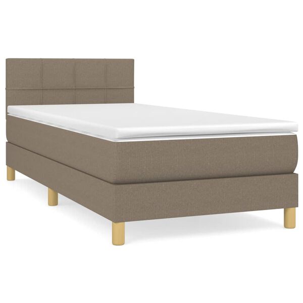vidaXL Boxspring met matras stof taupe 90x200 cm