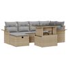 vidaXL Tuinbankenset met kussen met opslag 7 pcs Beige poly rattan