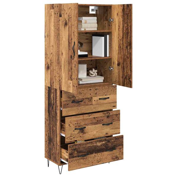 vidaXL Hoge kast met lade 2 pcs Oudhout Bewerkt hout