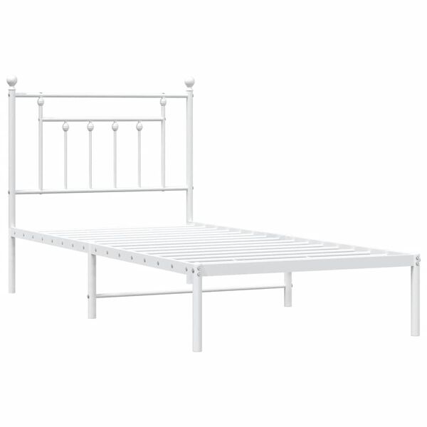 vidaXL Bedframe met hoofdbord metaal wit 90x190 cm