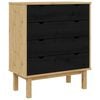 vidaXL Ladekast OTTA Zwart 76,5 x 39,5 x 90 cm Massief grenenhout