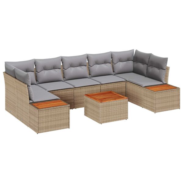 vidaXL Tuin Sofa Set met kussen met opslag 8 pcs Beige Poly riet