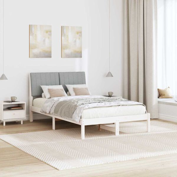 vidaXL Bedframe met hoofdeinde Wit 120 x 190 cm Massief grenenhout