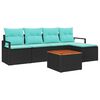 vidaXL Tuinbankenset 6 st Zwart poly rattan