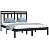 vidaXL Bedframe massief hout zwart 140x190 cm