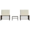 vidaXL Ligstoelen 2 st met tafel bruin poly rattan