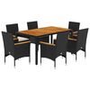 vidaXL 7-delige Tuinset met kussens poly rattan en acaciahout zwart