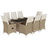 vidaXL 9-delige Tuinset met kussens poly rattan beige