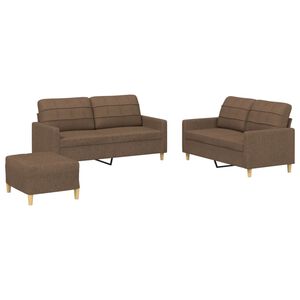 vidaXL 4-delige Loungeset met kussens stof bruin
