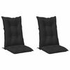 vidaXL Hooge Rug Stoelkussens Set 2 st Polyester Melange Zwart