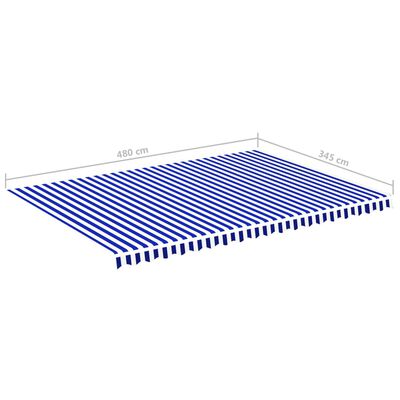 vidaXL Vervangingsdoek voor luifel 5x3,5 m blauw en wit