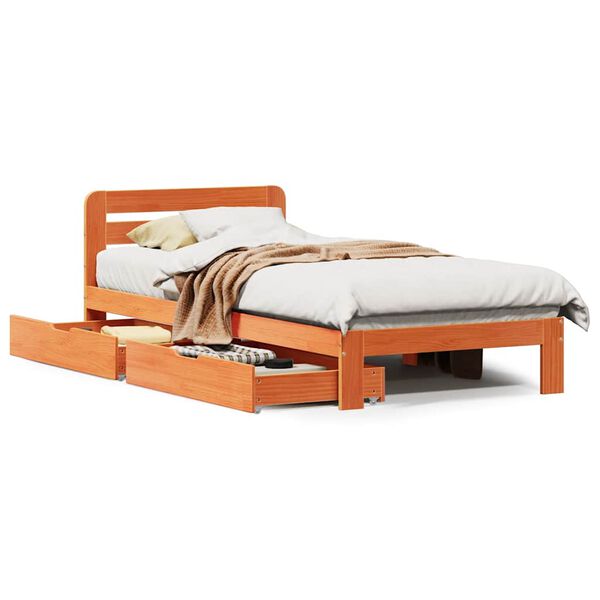vidaXL Bedframe zonder matras massief grenenhout wasbruin 90x190 cm