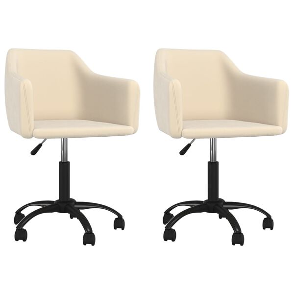 vidaXL Eetkamerstoelen draaibaar 2 st fluweel cr&egrave;mekleurig