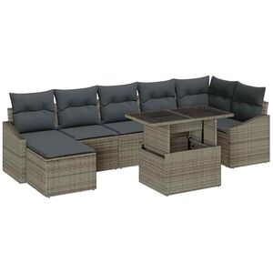 vidaXL Tuin Sofa Set 8 st Grijs poly rattan