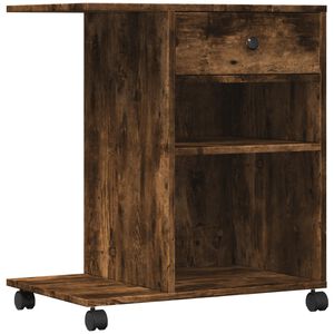 vidaXL Printerkastje met wielen 60x40x68,5 cm gerookt eikenkleurig