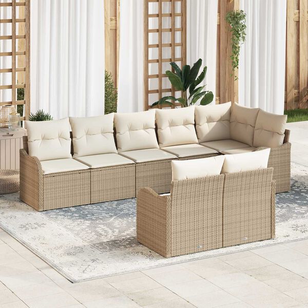 vidaXL Tuin Sofa Set Beige poly rattan