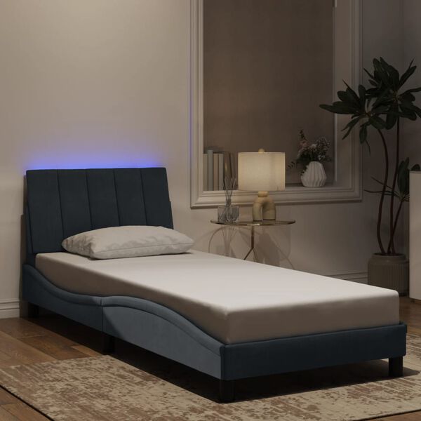vidaXL Bedframe met LED zonder matras "Hanko" fluweel donkergrijs 80x200 cm