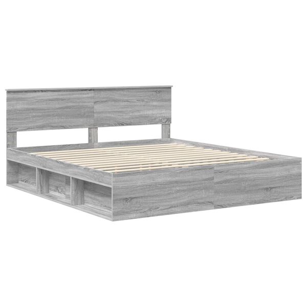 vidaXL Bedframe met hoofdeinde Grijs Sonoma 180 x 200 cm Bewerkt hout