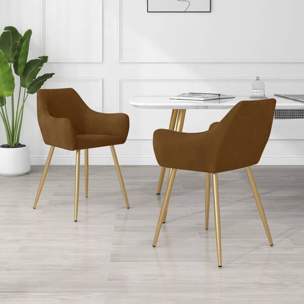 vidaXL Eetkamerstoelen 2 st fluweel bruin