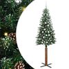 vidaXL Slanke Kerstboom Groen en Wit 210 cm PVC en massief dennenhout