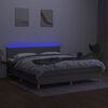 vidaXL Boxspring met matras en LED stof lichtgrijs 180x200 cm