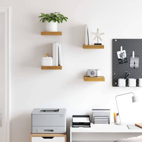 vidaXL Wandplank met opslag 4 pcs Beige 23 x 23,5 x 4 cm Bewerkt hout