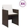 vidaXL Tuinstoelen 4 st met kussens poly rattan bruin
