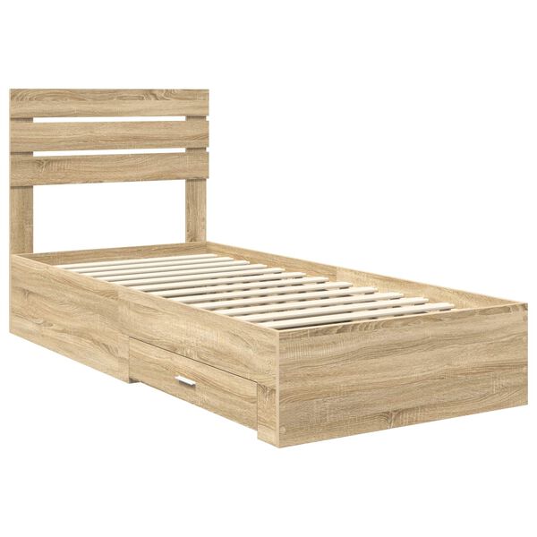 vidaXL Bedframe met lade met hoofdeinde met opslag Bewerkt hout