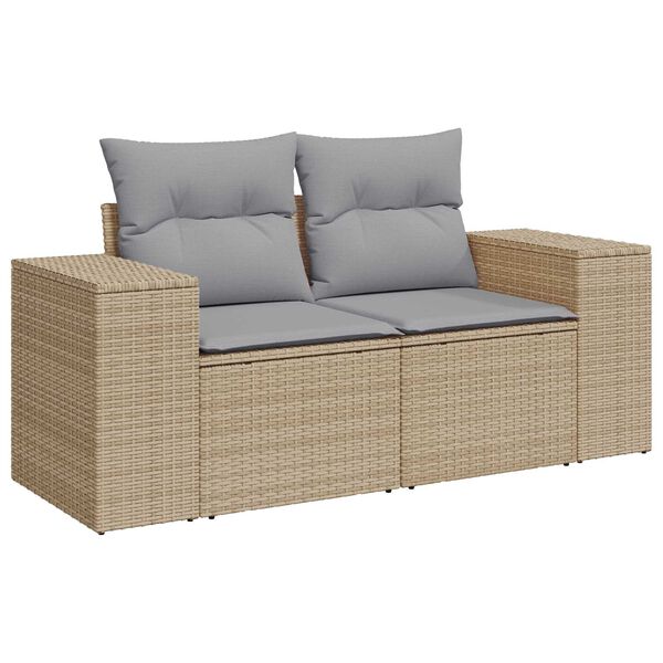 vidaXL Tuin Sofa Set 9 pcs Beige poly rattan