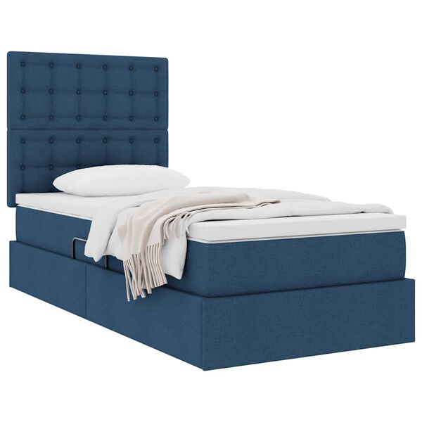 vidaXL Opslag bed met matras met matras Blauw 90 x 200 cm Polyester