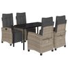 vidaXL 5-delige Tuinset met kussens poly rattan grijs