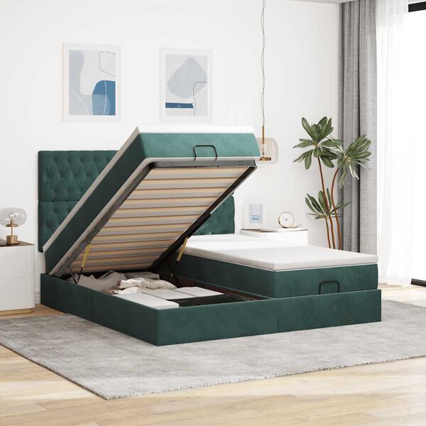 vidaXL Ottoman bed met matrassen en LED's 200x200cm fluweel