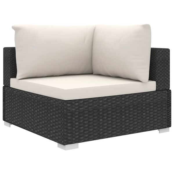 vidaXL 5-delige Loungeset met kussens poly rattan zwart