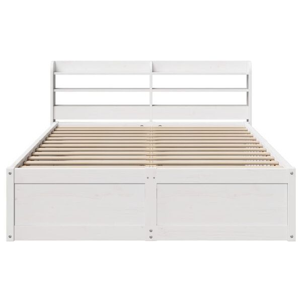 vidaXL Bedframe met hoofdbord massief grenenhout wit 120x200 cm