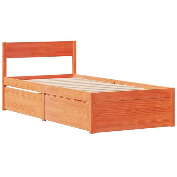 vidaXL Bedframe zonder matras massief grenenhout wasbruin 90x190 cm