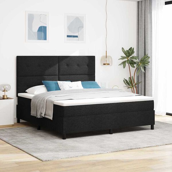 vidaXL Boxspring bed met matras met LED Zwart 180 x 200 cm Stof