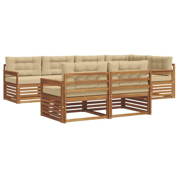 vidaXL Buiten bankenset met kussen 7 pcs Natuurlijk en Beige